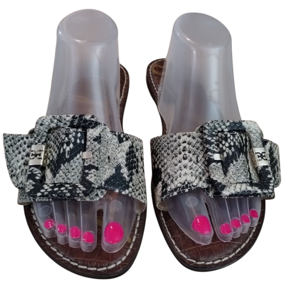 New Sam Edelman Granada Snakeskin Slide Sandals Size 10 1/2